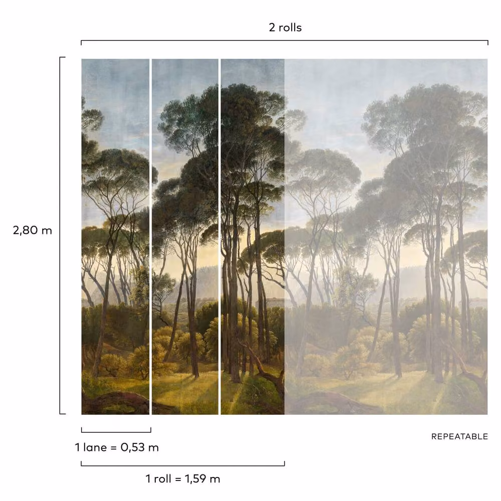 Grandeco Ancient Landscape Trees Textured Mural in Green, W: 159 cm, H: 280 cm – 2