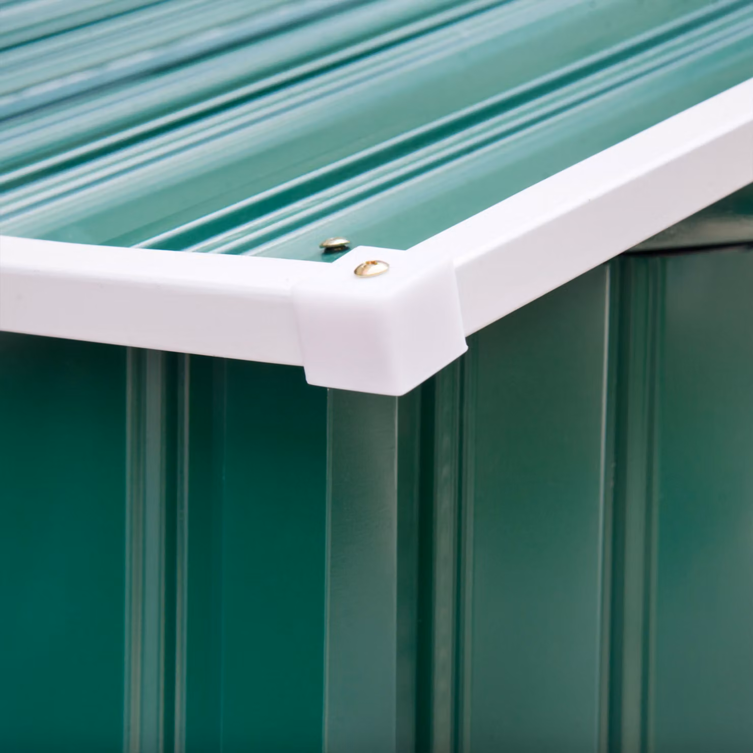 Outsunny Lockable Metal Garden Shed in Green with Gable Roof and Sliding Doors – 6