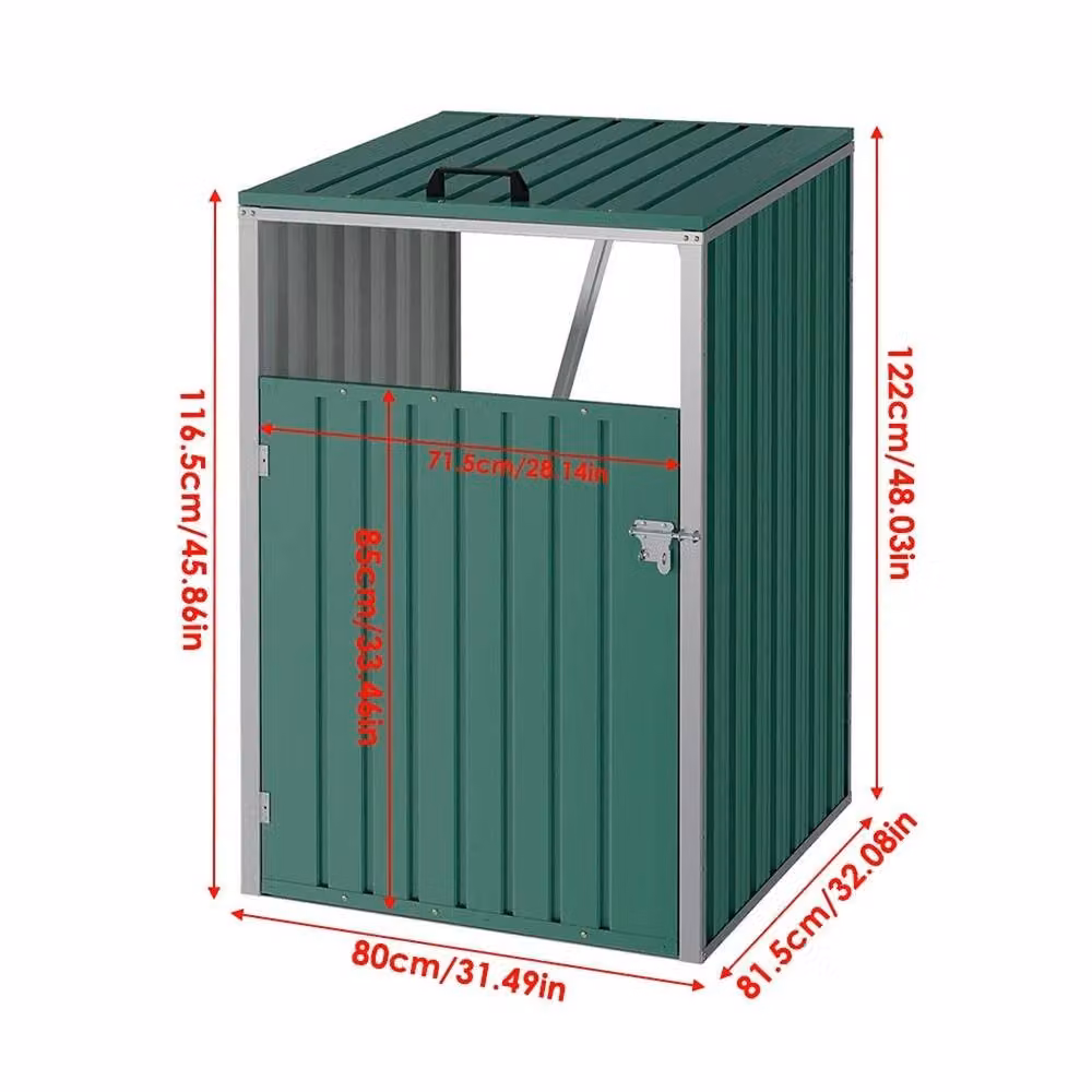 NESTLUNE Triple Wheelie Bin Storage Metal Cover in Green, W: 100 cm, D: 15 cm, H: 15 cm – 2