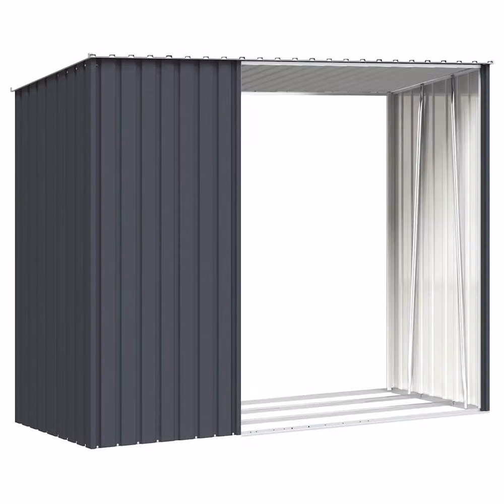 Berkfield Home Durable Garden Firewood Shed in Anthracite Galvanised Steel, W/D/H: 245 x 98 x 159 cm – 6