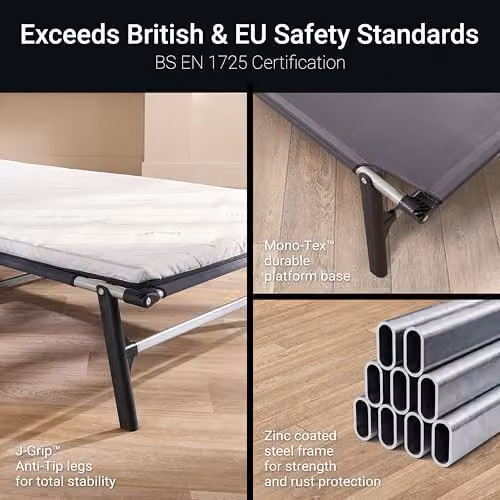 Jay-Be Silver Metal Compact Folding Bed with Mattress, W/D/H: 120 x 200 cm – 6