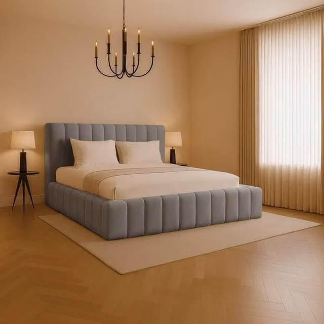 Desire Deco Kingston Modern Upholstered Bed Frame in Grey