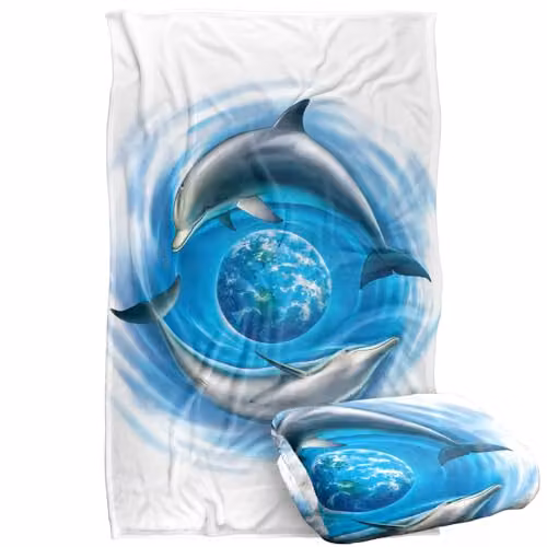 JQ Licensing Royce Mcclure Dolphin World Silky Touch Super Soft Fleece Throw Blanket, Multicolour, W: 91 cm, L: 147 cm – 1