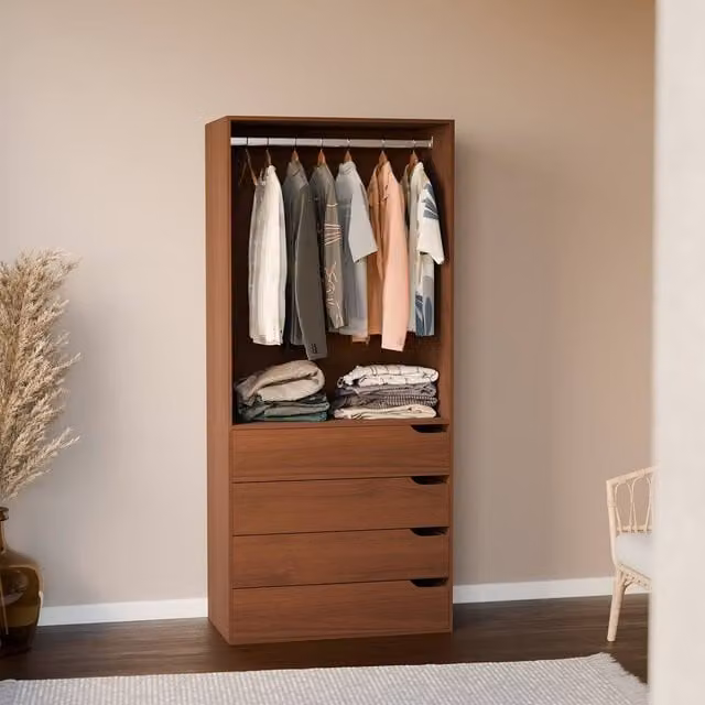 sweeek Modular Open Wardrobe Drawer and Rail Unit in Matt Dark Brown – 1