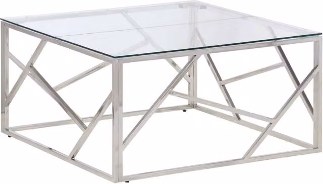 Berkfield Home Modern Rectangular Coffee Table in Silver Stainless Steel and Tempered Glass – 1