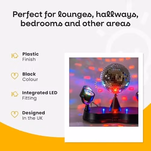 ValueLights Rotating LED Disco Ball Colour Changing USB Table Lamp in Multicolour – 3