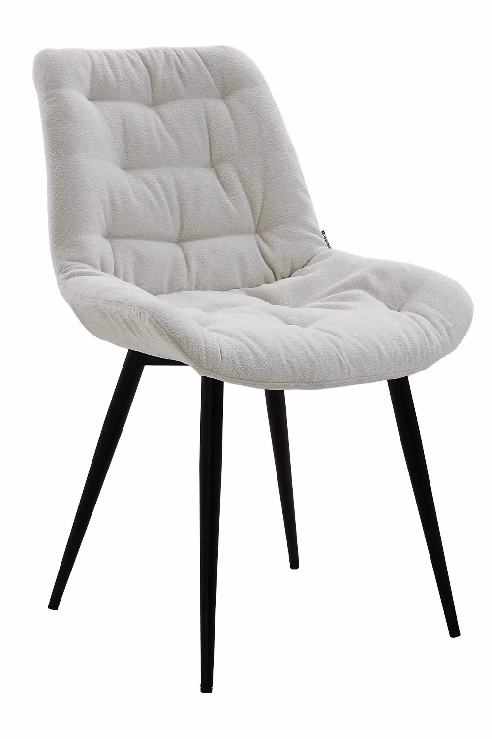 Living and Home Set of 2 White Bouclé Teddy Fleece Upholstered Dining Chairs with Metal Legs – 2