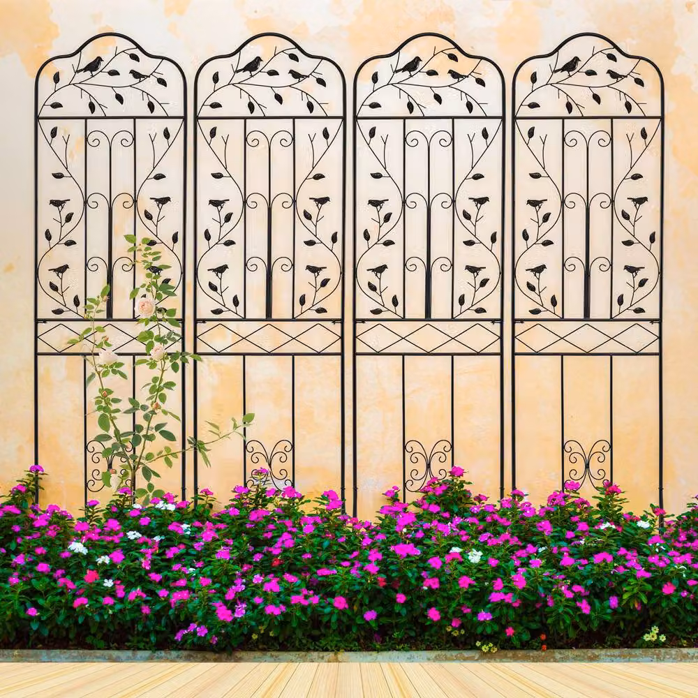 Costway Black Metal Freestanding Garden Trellis for Climbing Plants, Height: 190 cm – 7