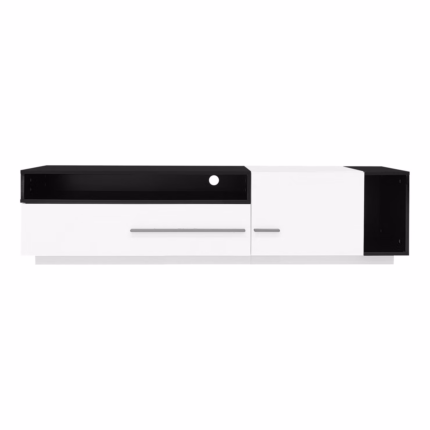 Aosom UK Modern TV Unit with Storage and Waterproof Scratch-resistant Surface, White and Black – 2