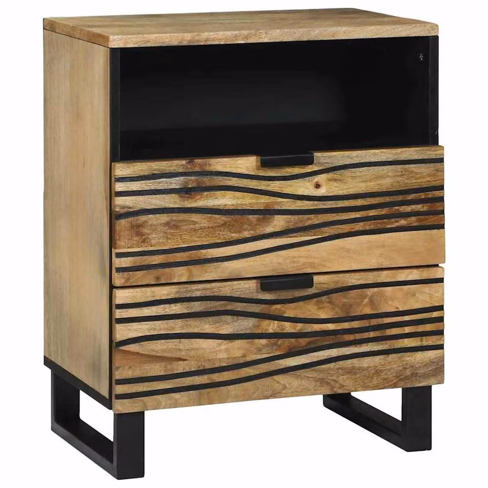 Berkfield Home Modern Bedside Cabinet in Brown Solid Mango Wood, W/D/H: 50 x 33 x 60 cm – 2