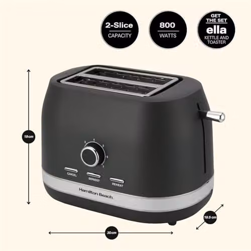 Hamilton Beach 2 Slice Toaster with Cable Storage, 800W, Anthracite Grey – 2