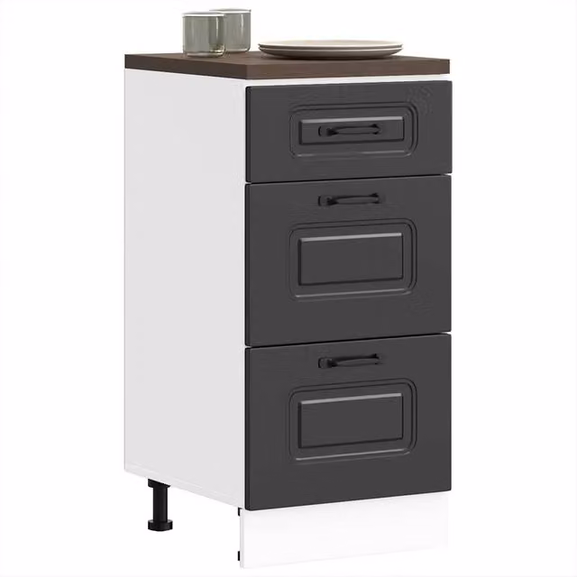 Berkfield Home Kalmar Black Matt Engineered Wood Kitchen Base Cabinet