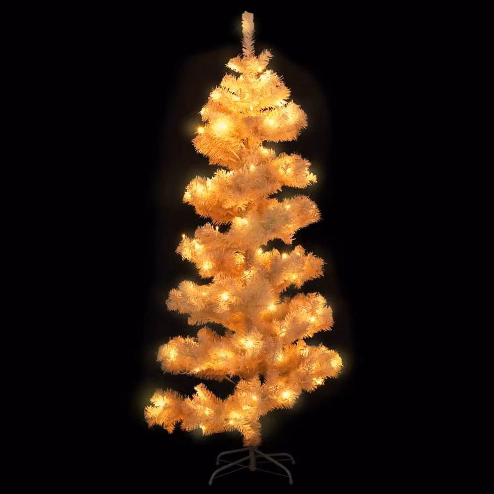 Berkfield Home Swirl Pre-lit Christmas Tree in White, Height: 150 cm – 2