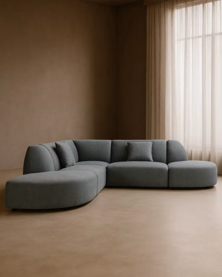 Tommy Franks Marseille Modular 5 Piece L-Shape Sofa in Petrol Blue Fabric