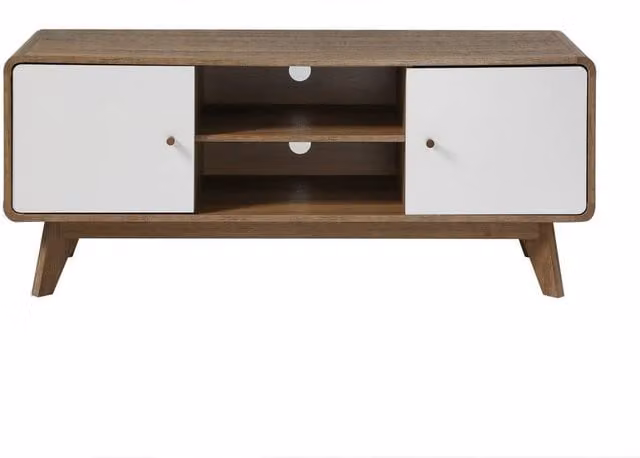 CALICOSY Albura TV Stand with 2 Doors and 2 Shelves in Dark Brown – 1