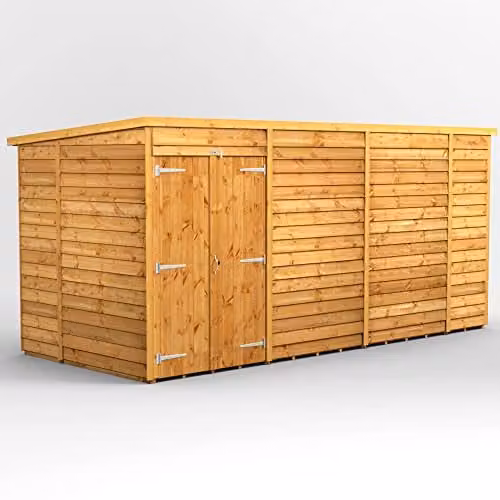 Powersheds Premium Pent Overlap Wooden Shed with Double Doors in Brown, W/D/H: 202.8 x 190.8 x 190.8 cm – 1
