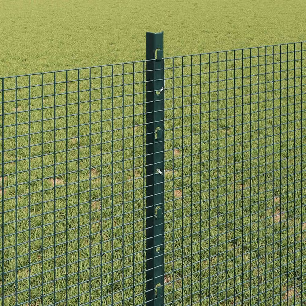 Berkfield Home Green Steel Welded Wire Fence with 5 U-Profile Posts, W: 10 m, H: 0.8 m – 2