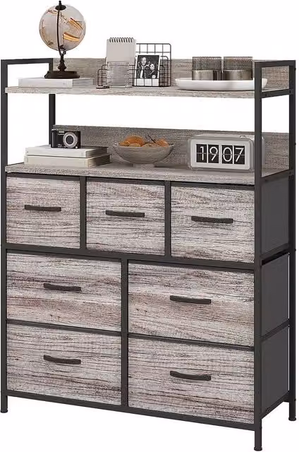 PAWNORA 7 Drawer Bedroom Chest of Drawers in Grey