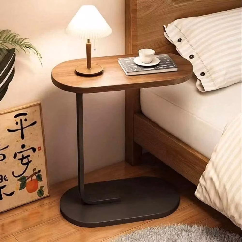 EONLION C-Shaped Sofa Side End Table in Brown – 4