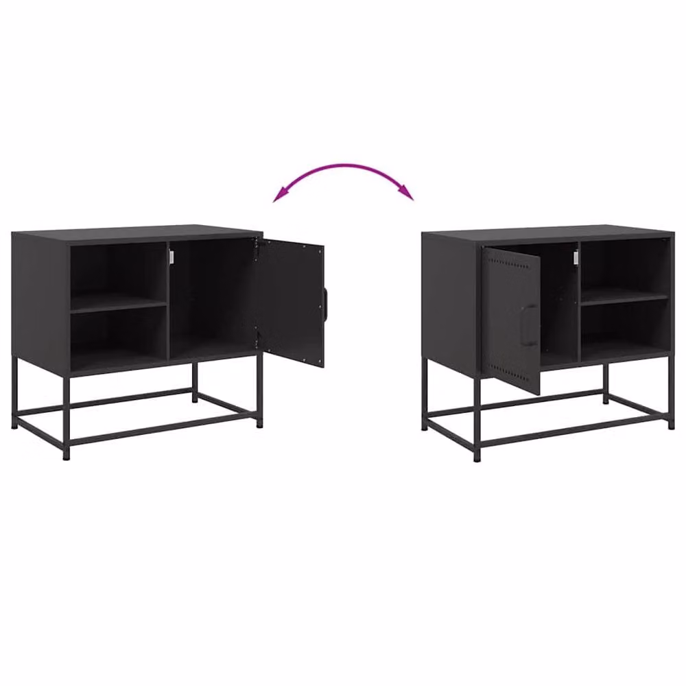 Berkfield Home Industrial TV Cabinet in Black Metal, W/D/H: 68 x 39 x 60.5 cm – 5
