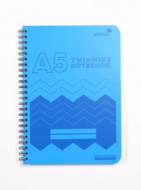 Silvine A5 Polypropylene Wire Notebook with Softcover in Blue and Multicolour