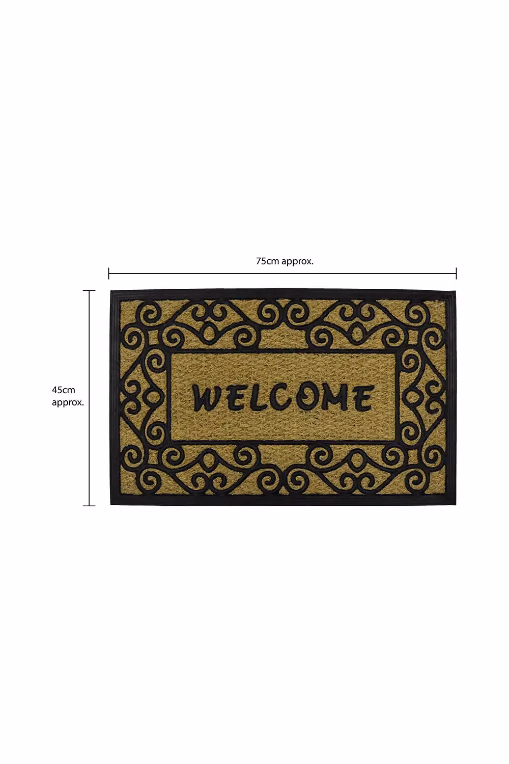 JVL Woven Coir and Rubber Tuffscrape Doormat in Beige and Brown, W: 45 cm, D: 75 cm – 4