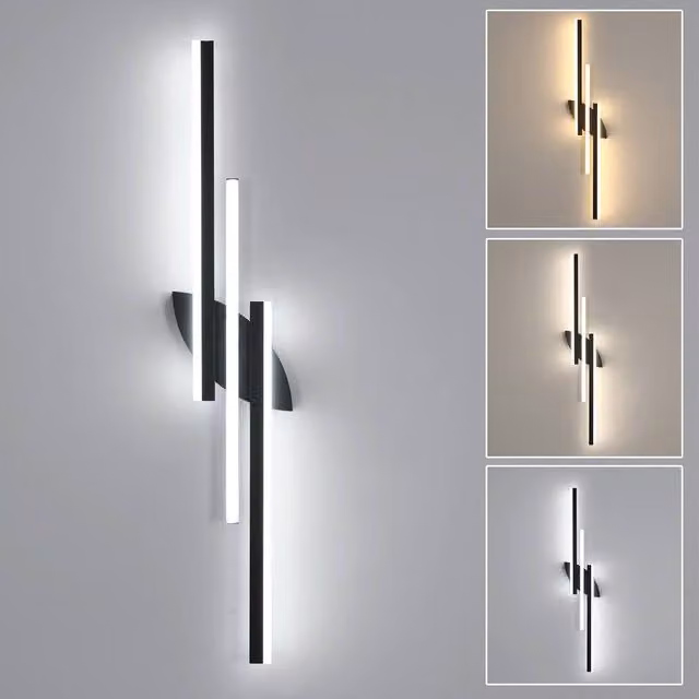 Pheashine Black Linear LED Wall Light, 28W, 3 Colour Changing (3000-6500K), W: 100 cm