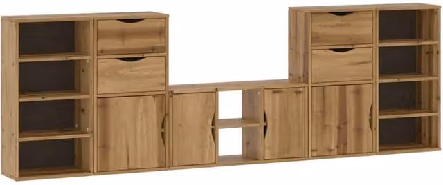 Berkfield Home ODDA 5 Piece Solid Wood Pine TV Unit with Storage in Brown