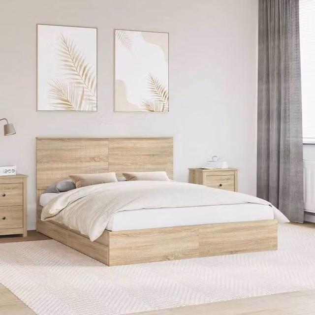Berkfield Home Sonoma Oak Storage Bed with Drawer, Brown, W/D/H: 160 x 200 cm