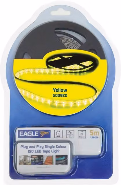 Eagle 12V Single Colour LED Tape Light Kit with Power Supply, 5m, Yellow – 2