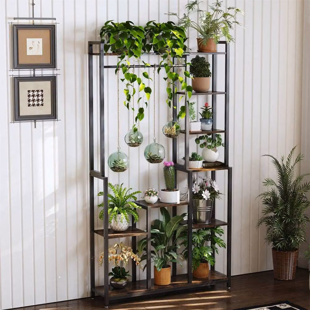 KORVIXA XL Industrial Metal Plant Stand in Black – 4
