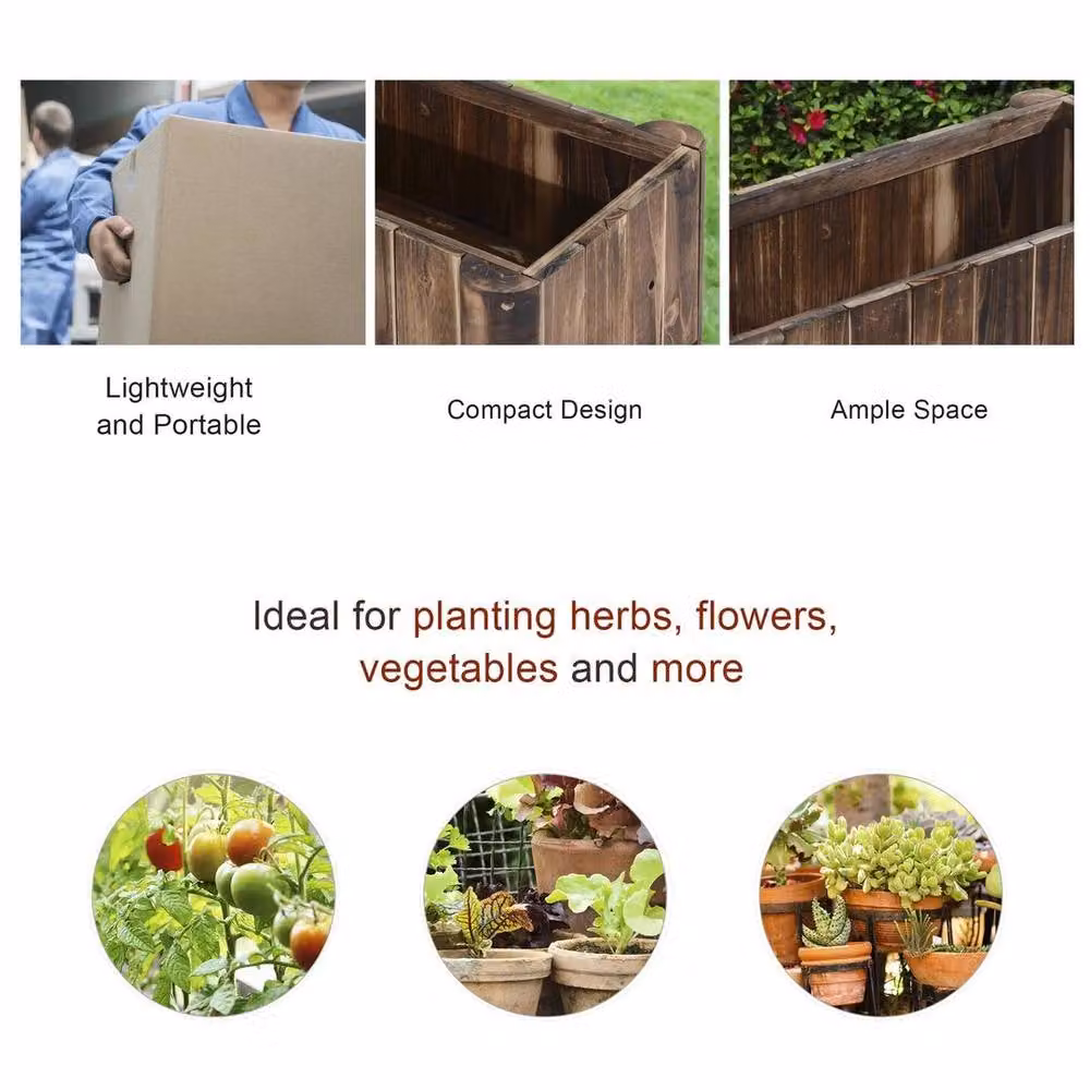 FLAVORA Wooden Raised Garden Bed in Brown, W/D/H: 120 x 50 x 45 cm – 3