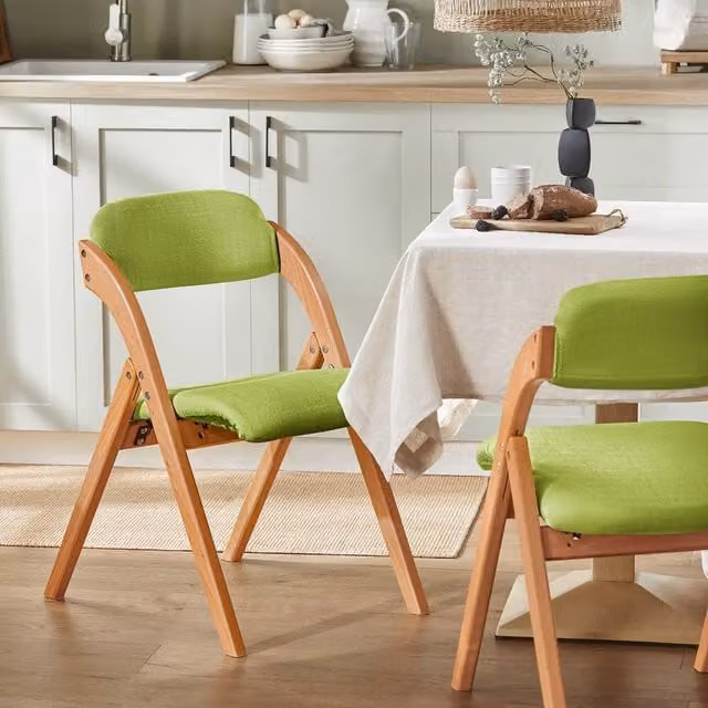 SoBuy Ergonomic Folding Wooden Chair in Green with Beech Wood Frame – 1