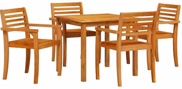 Berkfield Home 5 Piece Rustic Garden Dining Set in Brown Solid Acacia Wood