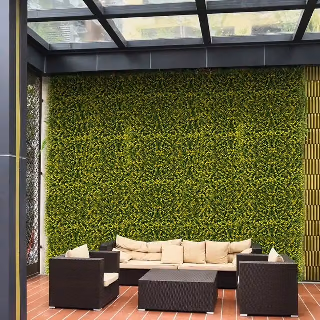 Lifeideas Plastic Artificial Eucalyptus Floral Wall Panel in Green and Yellow