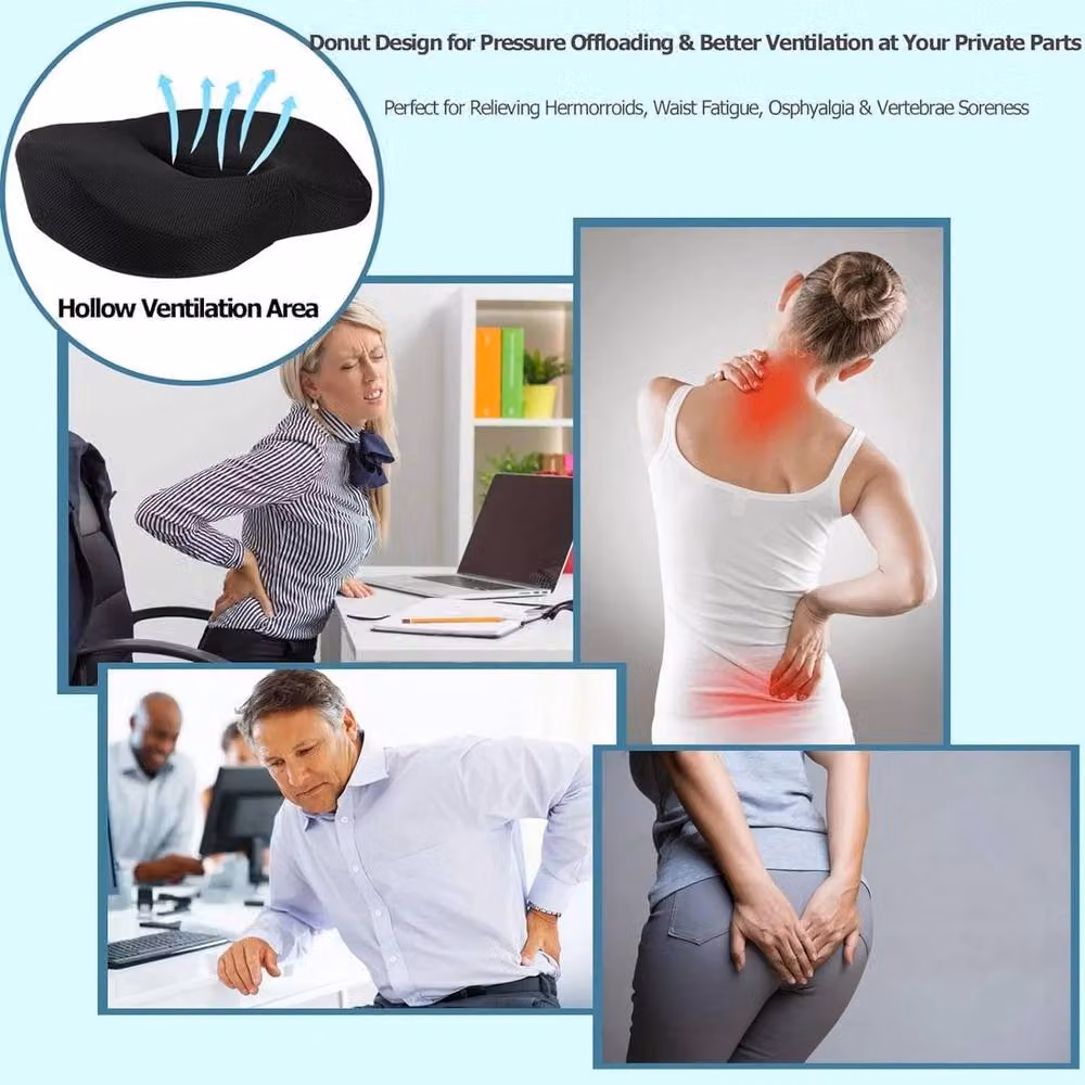 NESTLUNE Orthopaedic U-Shaped Memory Foam Seat Cushion in Black, W/D: 120 x 90 cm – 3