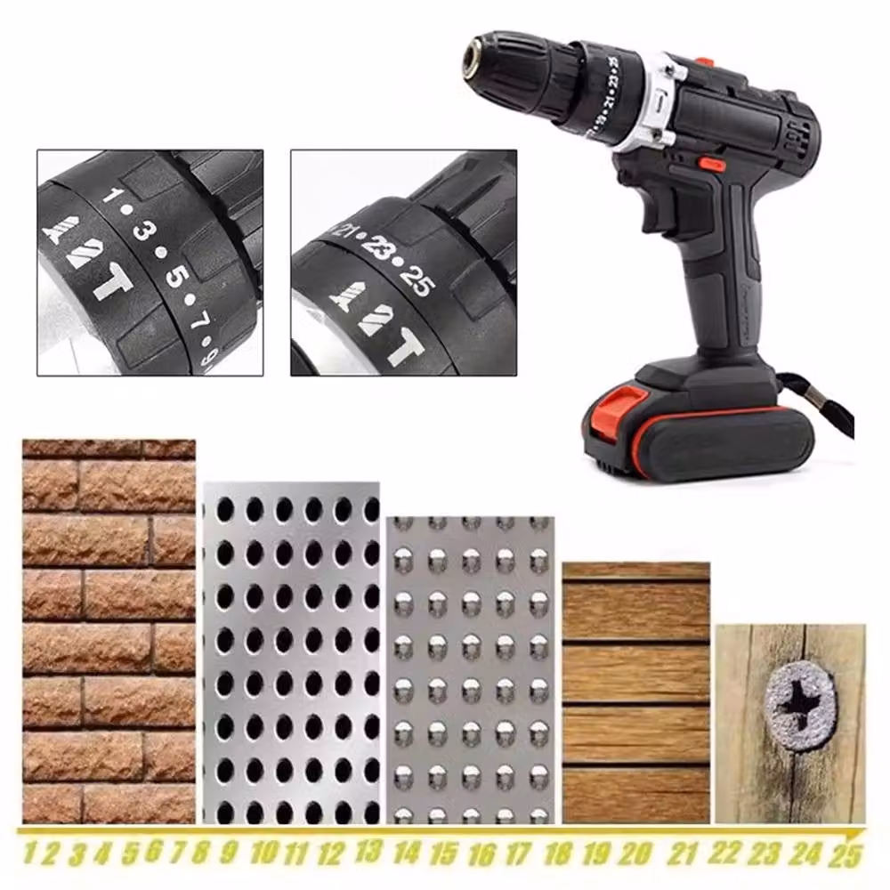 Ventryn 48V Cordless Hammer Drill and Electric Impact Driver Set with Rechargeable Battery, Black – 3