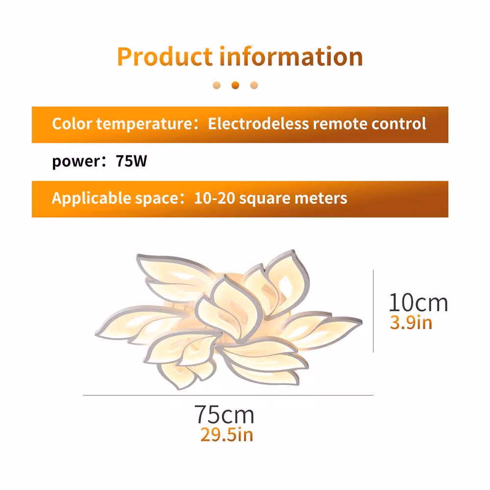 NIVOR 75W LED Ceiling Light, Dimmable White Acrylic and Metal Flush Mount with Remote Control – 2