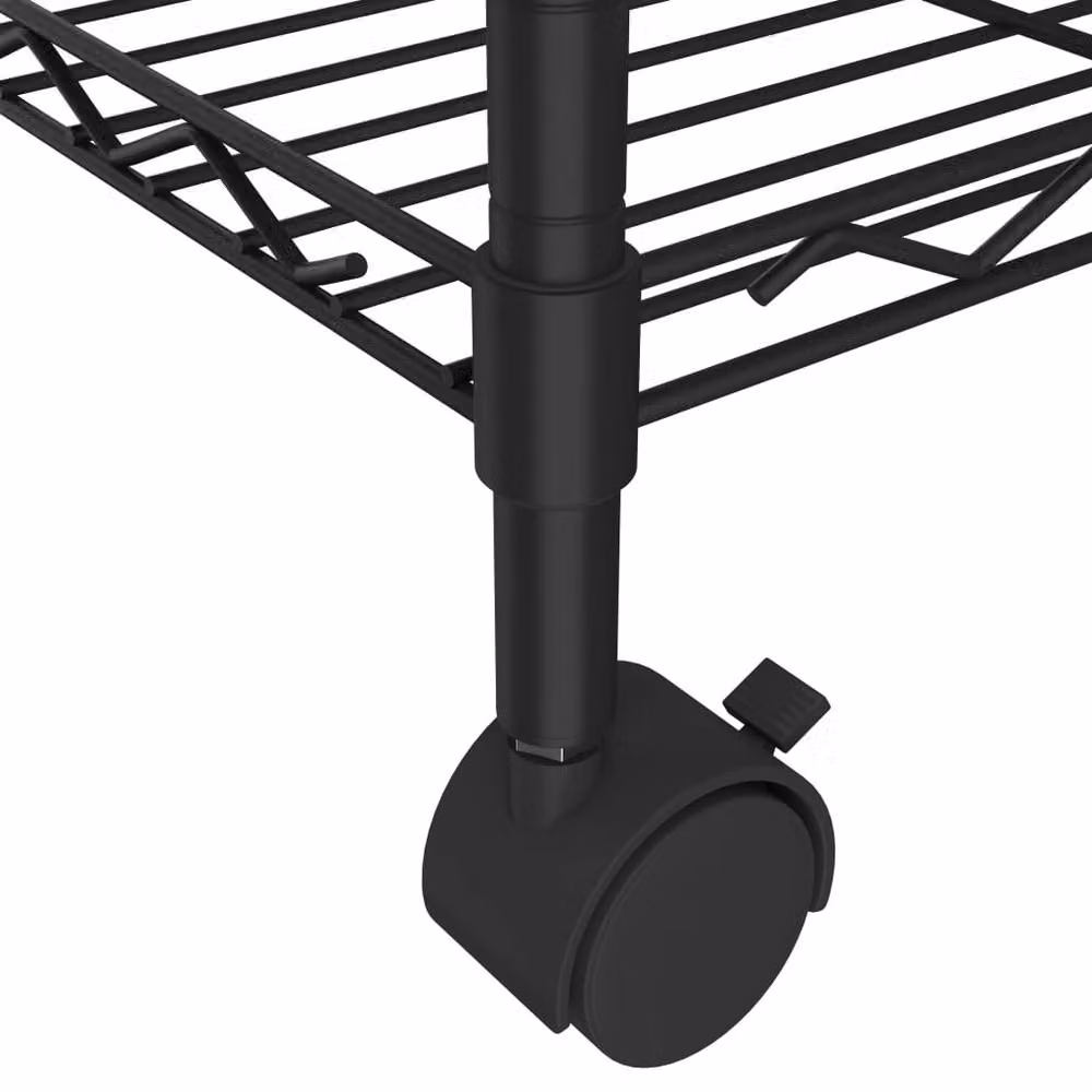 Berkfield Home 3-Tier Metal Storage Rack with Wheels in Black, W/D/H: 60 x 35 x 81 cm – 4