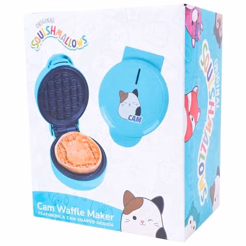 Fizz Creations Squishmallows Cam the Cat Waffle Maker with Non-stick Plates – 3
