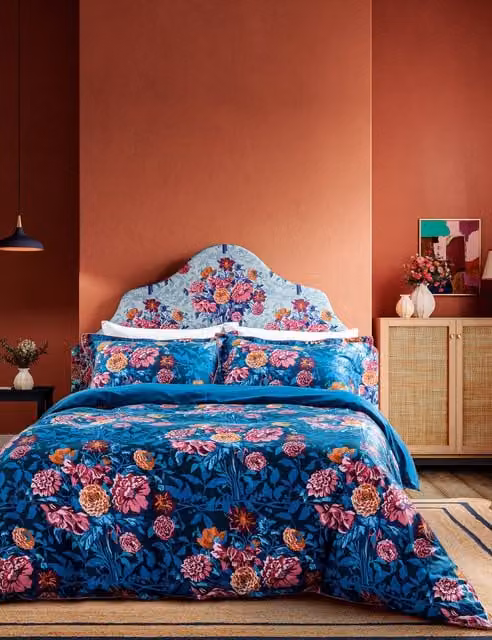Harlequin Dahlia Bunch Floral Cotton Mako Sateen Bedding Set, Multicolour, W: 200 cm