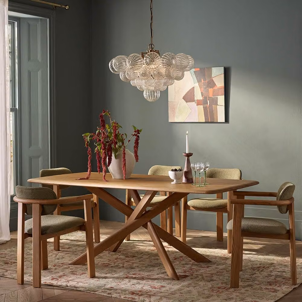 Atkin and Thyme Cruz Modern Rectangular Oak Dining Table in Brown