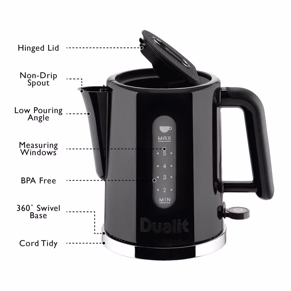 Dualit Studio Kettle in Black, 1.5L with Limescale Filter – 6