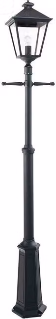 Netlighting Turin Grande Black Outdoor Post Signal Lantern with Transparent Glass and E27 Socket, IP54 Rated
