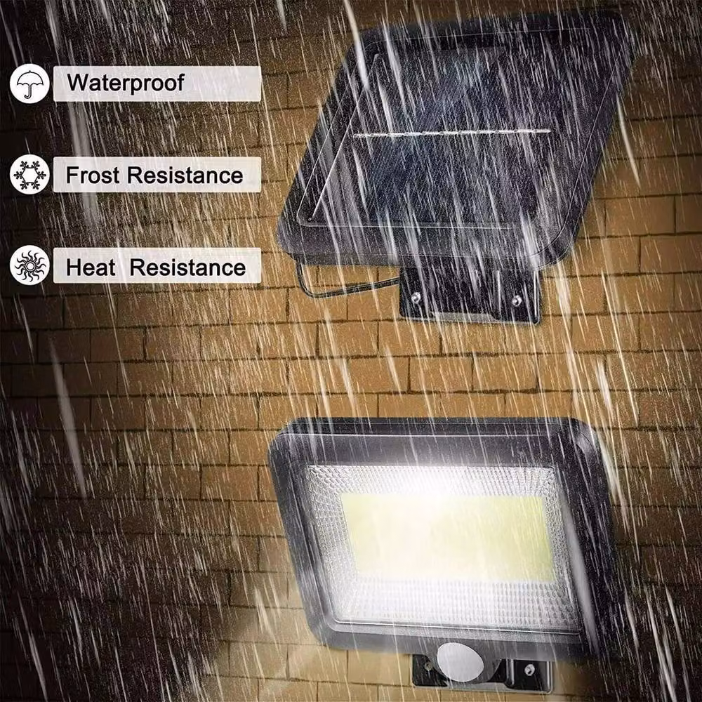 KORVIXA 2-Pack Solar LED Motion Sensor Floodlights in Black, Diameter: 35 cm, Height: 21 cm – 3