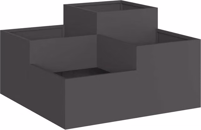 Berkfield Home Black Steel Garden Planter Tub W: 80 cm, D: 80 cm, H: 48 cm