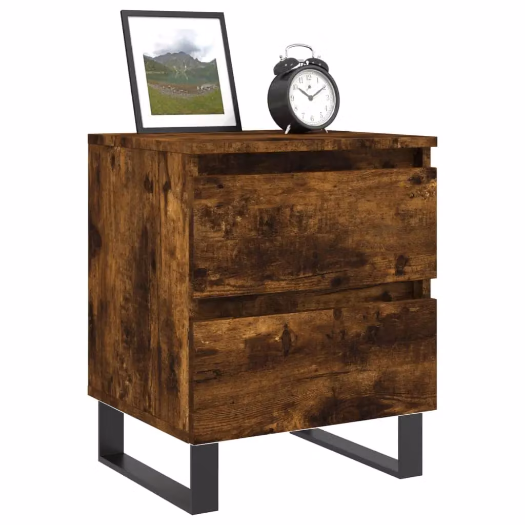 Berkfield Home Set of 2 Smoked Oak Bedside Cabinets in Brown, W/D/H: 40 x 35 x 50 cm – 2