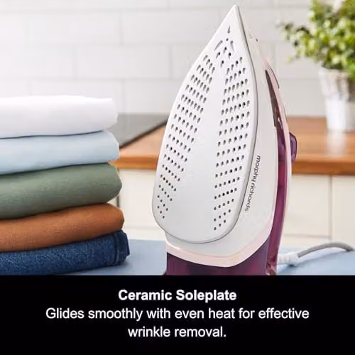 Morphy Richards Steamflow Turbo Steam Iron with Ceramic Soleplate, 2400W, Pink and White – 7