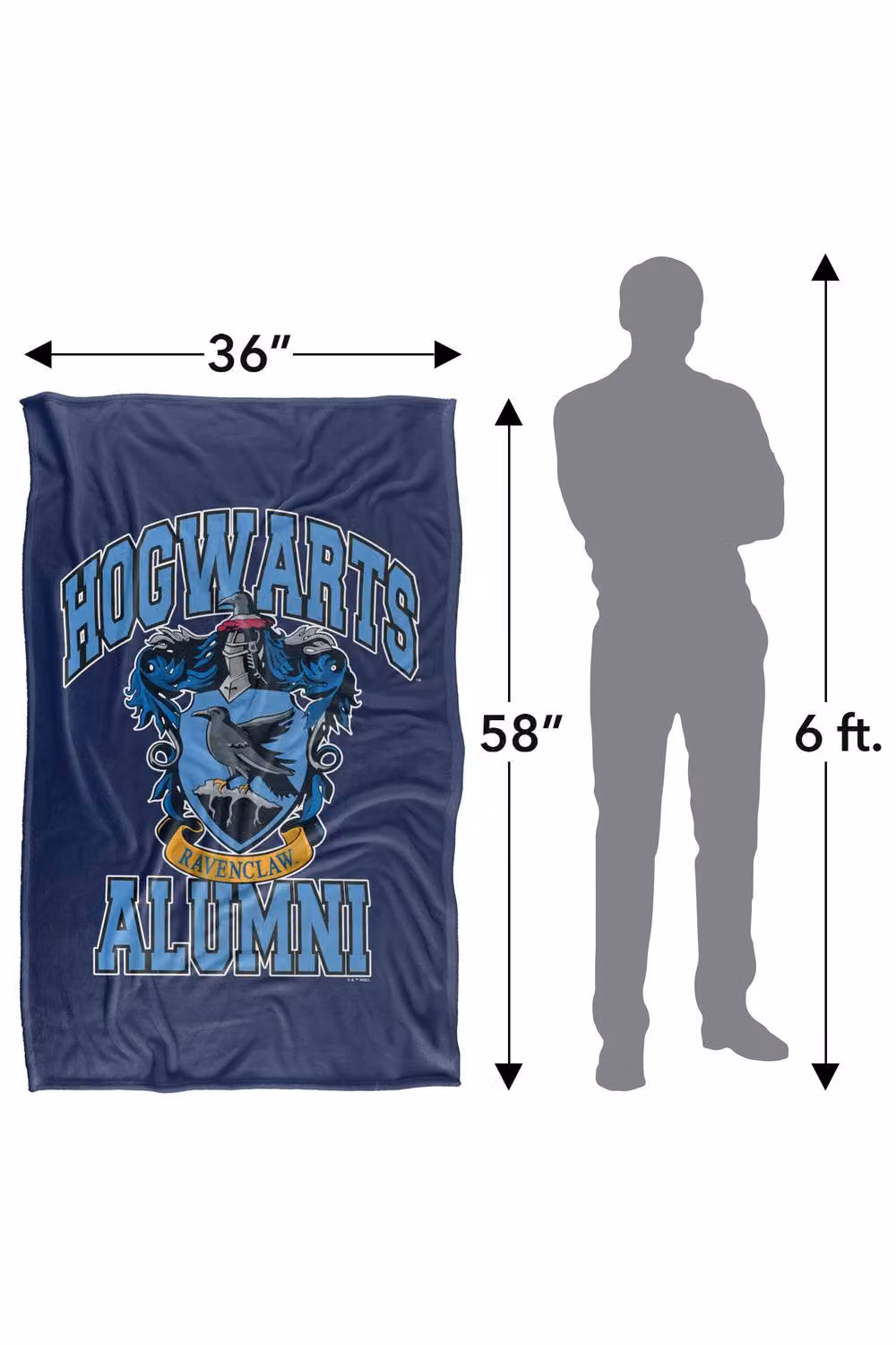 Warner Bros. Harry Potter Hogwarts Ravenclaw Alumni Super Soft Fleece Throw Blanket, Blue, W: 91.44 cm x D: 147 cm – 7