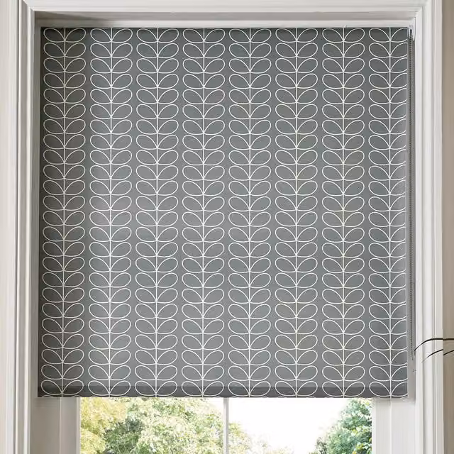 Orla Kiely Linear Stem Made to Measure Roller Blind in Silver and Grey
